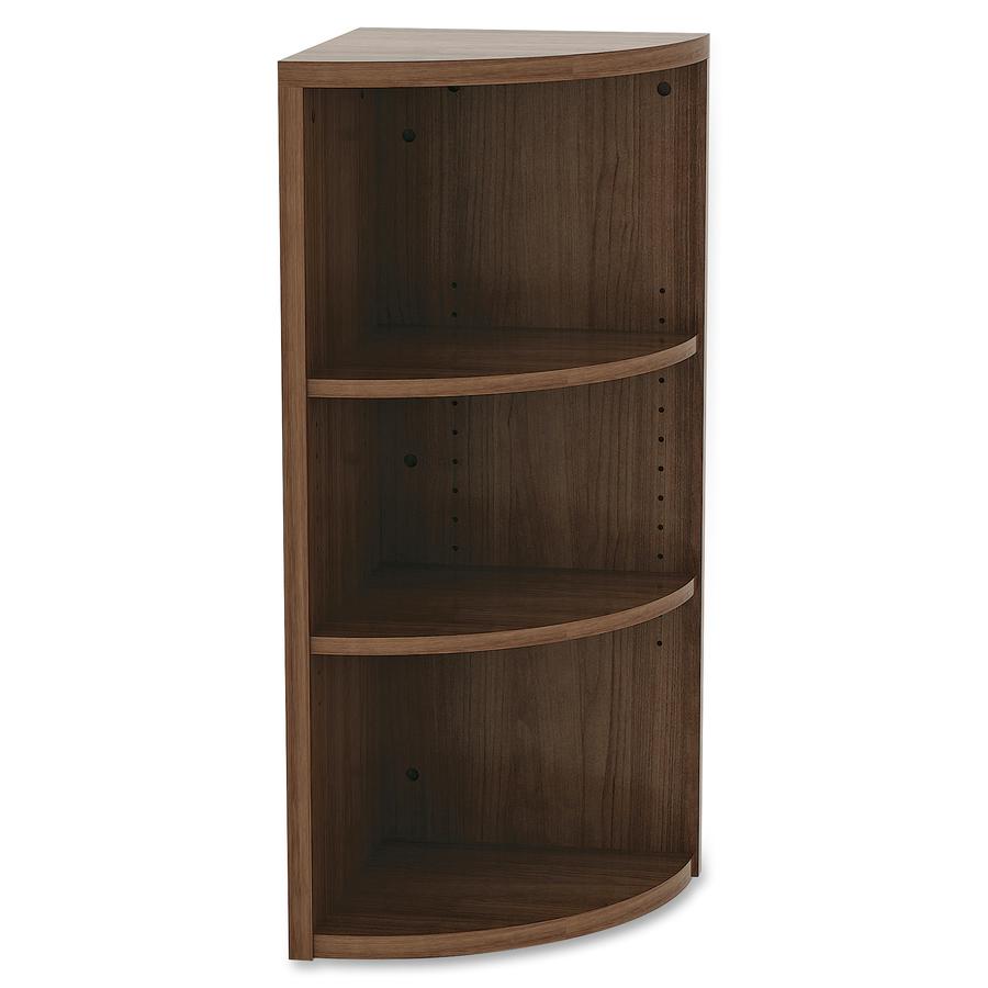 Lorell Essentials Series Hutch End Corner Bookcase - 36" Height x 14.8" Width37.8" Length%Floor - Walnut - Laminate, Polyvinyl Chloride (PVC) - 1 Each. Picture 7