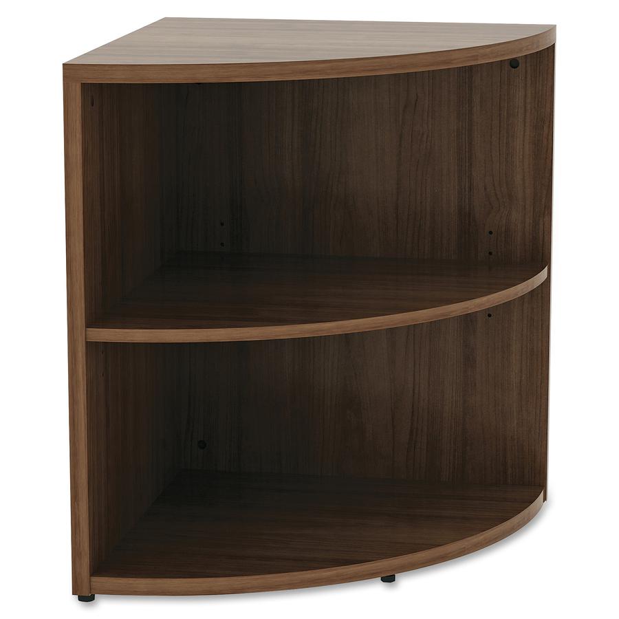 Lorell Essentials Series Desk End Corner Bookcase - 23.6" Height x 29.5" Width30.7" Length%Floor - Walnut - Laminate, Polyvinyl Chloride (PVC) - 1 Each. Picture 8