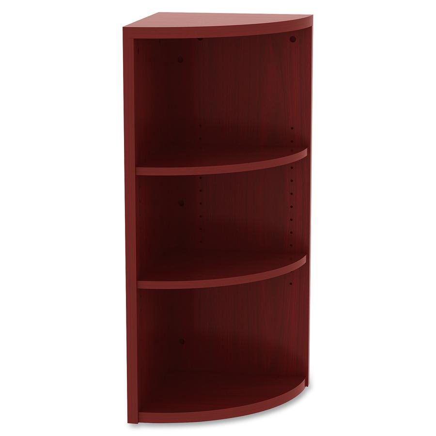Lorell Essentials Series Hutch End Corner Bookcase - 36" Height x 14.8" Width x 14.8" DepthFloor - Mahogany - Laminate, Polyvinyl Chloride (PVC) - 1 Each. Picture 8