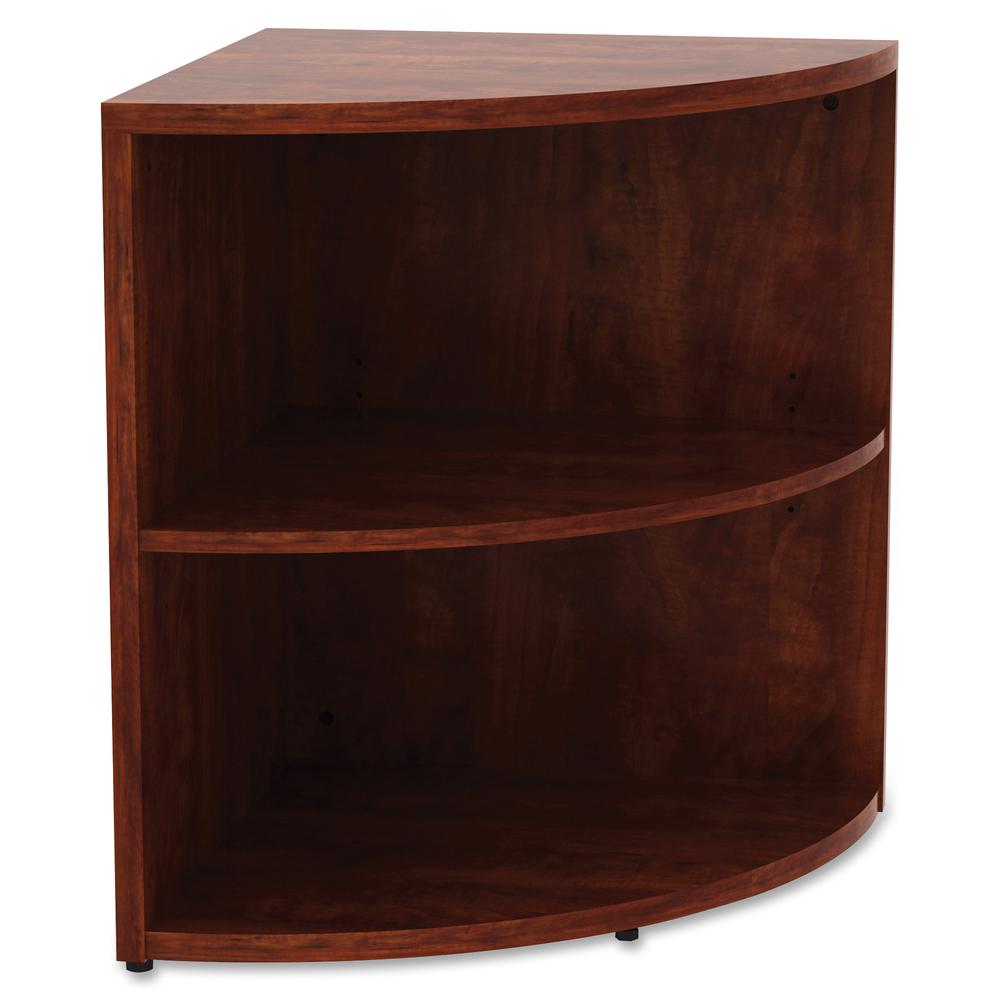 Lorell Essentials Series Desk End Corner Bookcase - 29.5" Height x 23.6" Width x 23.6" DepthFloor - Cherry - Laminate, Polyvinyl Chloride (PVC) - 1 Each. Picture 5