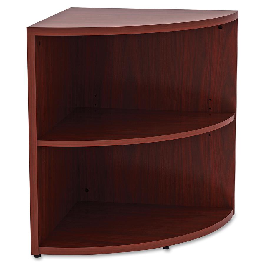 Lorell Essentials Series Desk End Corner Bookcase - 29.5" Height x 23.6" Width x 23.6" Depth - Floor - Mahogany - Laminate, Polyvinyl Chloride (PVC) - 1Each - Corner Shape. Picture 8