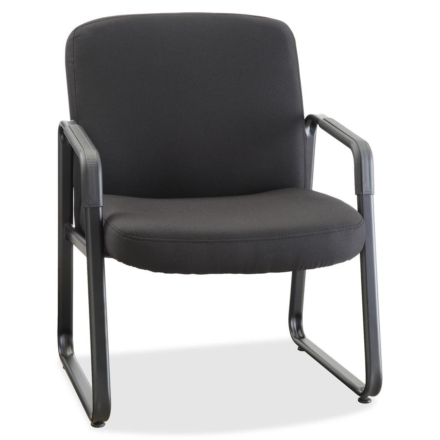 Lorell Big and Tall Fabric-Upholstered Guest Chair - Black Plywood, Fabric Seat - Black Plywood, Fabric Back - Powder Coated Metal Frame - Sled Base - 1 Each. Picture 2