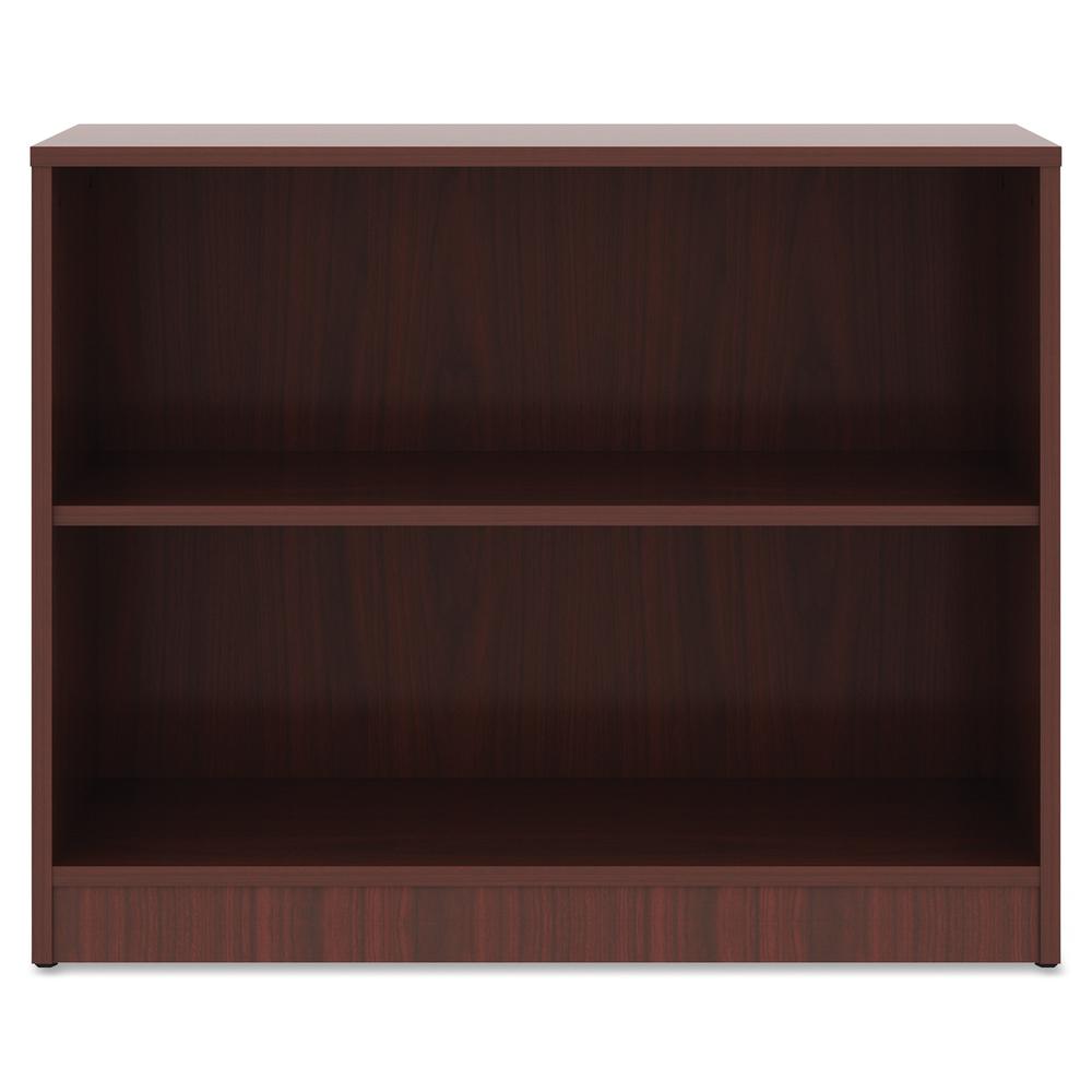 Lorell Laminate Bookcase - 2 Shelf(ves) - 29.5" Height x 36" Width x 12" Depth - Sturdy, Adjustable Feet, Adjustable Shelf - Thermofused Laminate (TFL) - Mahogany - Laminate - 1 Each. Picture 3