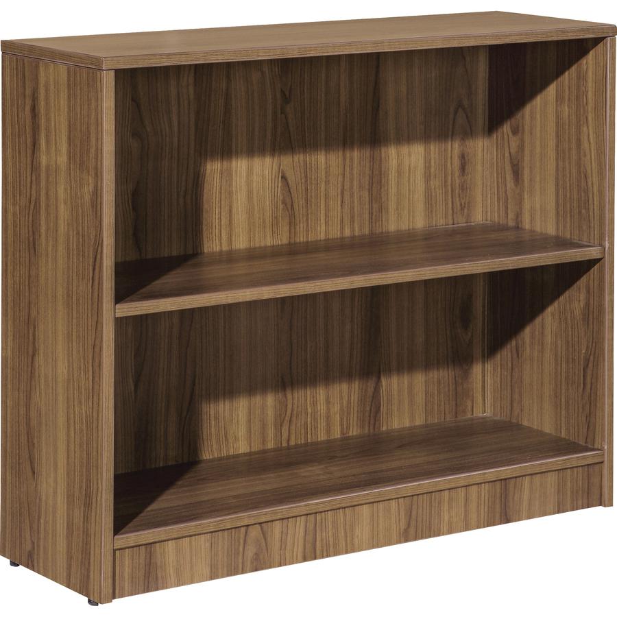 Lorell Laminate Bookcase - 2 Shelf(ves) - 29.5" Height x 36" Width x 12" Depth - Sturdy, Adjustable Feet, Adjustable Shelf - Thermofused Laminate (TFL) - Walnut - Laminate - 1 Each. Picture 6