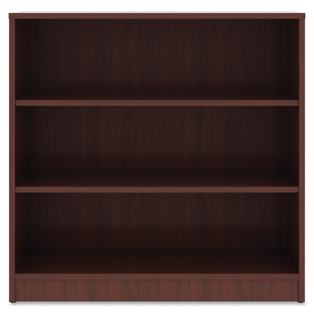 Lorell Laminate Bookcase - 3 Shelf(ves) - 36" Height x 36" Width x 12" Depth - Sturdy, Adjustable Feet, Adjustable Shelf - Thermofused Laminate (TFL) - Mahogany - Laminate - 1 Each. Picture 3