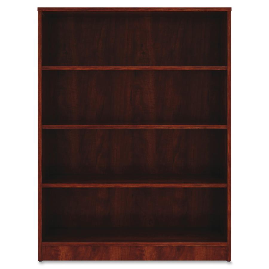 Lorell Laminate Bookcase - 4 Shelf(ves) - 48" Height x 36" Width x 12" Depth - Sturdy, Adjustable Feet - Cherry - Laminate - 1 Each. Picture 7