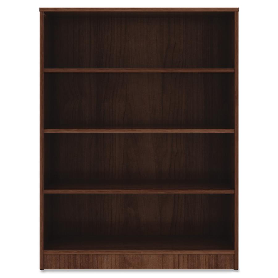 Lorell Laminate Bookcase - 4 Shelf(ves) - 48" Height x 36" Width x 12" Depth - Sturdy, Adjustable Feet - Walnut - Laminate - 1 Each. Picture 8