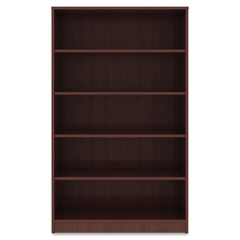 Lorell Laminate Bookcase - 0.8" Shelf, 36" x 12"60" - 5 Shelve(s) - 4 Adjustable Shelf(ves) - Square Edge - Material: Thermofused Laminate (TFL) - Finish: Mahogany. Picture 2