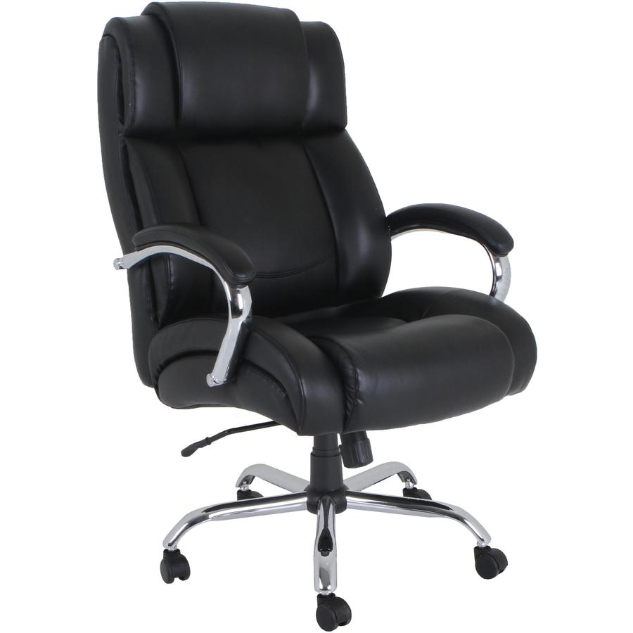 Lorell Big and Tall Leather Chair with UltraCoil Comfort - Black - 1 Each. Picture 2