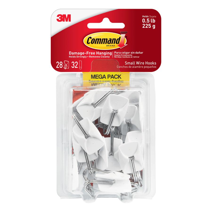 Command Small Wire Hooks Mega Pack - 28 Hooks - 28 Small Hook - 8 oz (226.8 g) Capacity - for Multipurpose, Paint, Wood, Tile - White - 28 / Pack. Picture 3