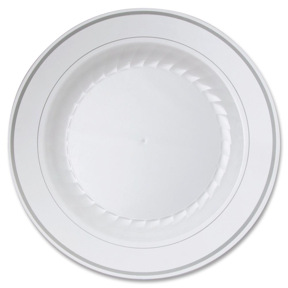 Masterpiece 10-1/4" Heavyweight Plates - Picnic, Party - Disposable - 10.3" Diameter - White - Plastic Body - 10 / Pack. Picture 2