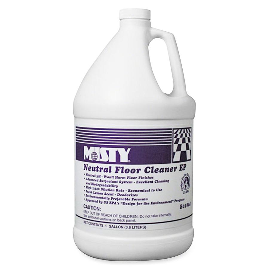 MISTY Neutral Floor Cleaner - Concentrate Liquid - 128 fl oz (4 quart) - Lemon Scent - 1 Each - Green. Picture 2