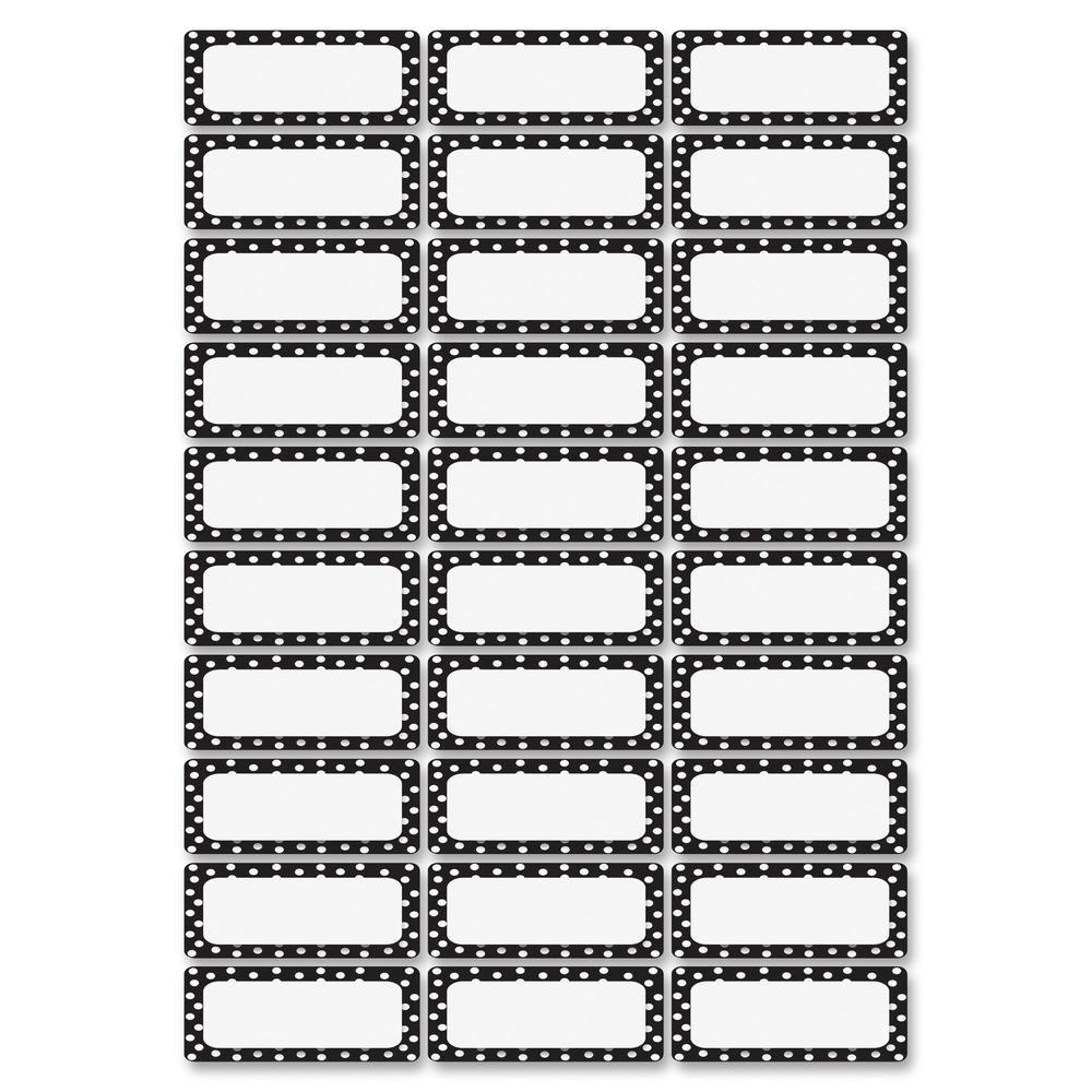 Ashley Dry Erase Black/White Dots Nameplate Magnets - Magnetic - Dotted - Die-cut, Write on/Wipe off - Black, White - 1 / Pack. Picture 2