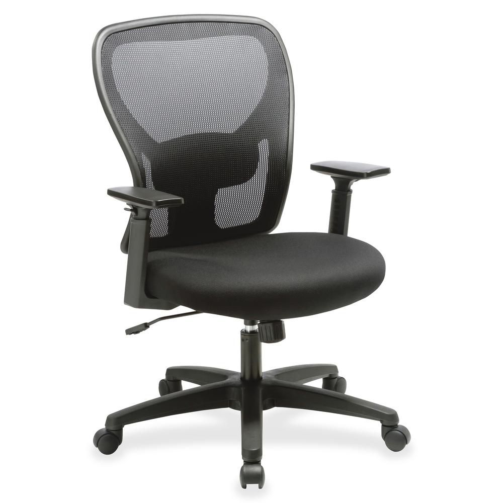 Lorell Mid-back Task Chair - Black Fabric Seat - Black Mesh Back - Mid Back - 1 Each. Picture 7