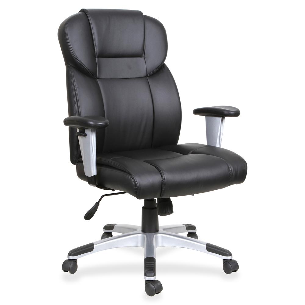 Lorell High-back Leather Executive Chair - Bonded Leather Seat - Bonded Leather Back - Black - 1 Each. Picture 2