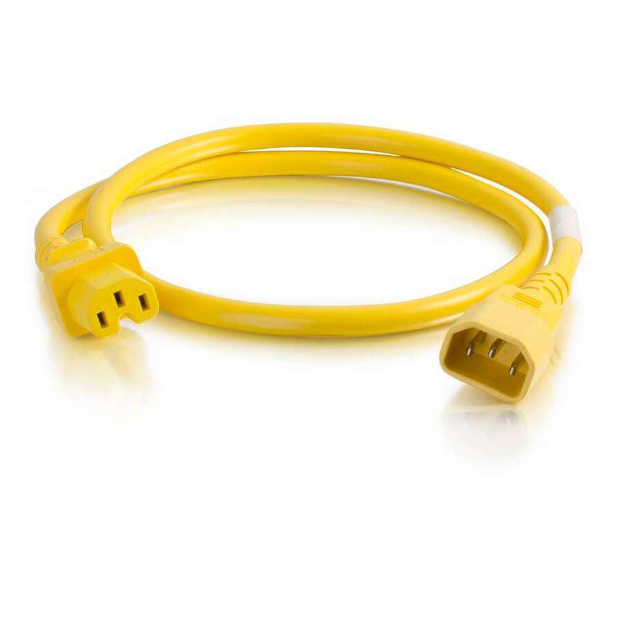 C2G 4ft 18AWG Power Cord (IEC320C14 to IEC320C13) - Yellow - For PDU, Switch, Server - 250 V AC / 10 A - Yellow - 4 ft Cord Length. Picture 2