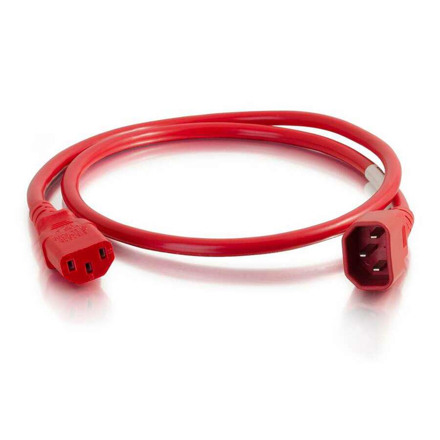 C2G 10ft 18AWG Power Cord (IEC320C14 to IEC320C13) -Red - For PDU, Switch, Server - 250 V AC / 10 A - Red - 10 ft Cord Length. Picture 2