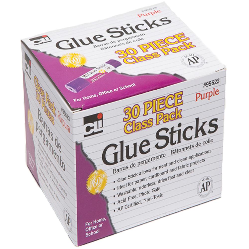 CLI Glue Sticks Class Pack - 0.28 oz - 30 / Box - Purple. Picture 3