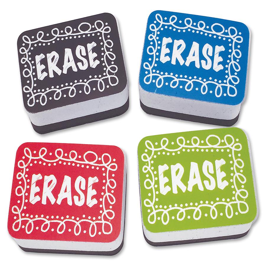 Ashley Chalk Design Mini Whiteboard Eraser - 2" Width x 1.25" Length - Lightweight, Comfortable Grip - Multicolor - 10 / Pack. Picture 4