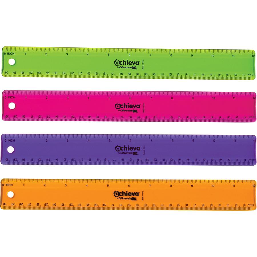 Officemate Flexible Rulers - 12" Length 1.3" Width - Imperial, Metric Measuring System - Plastic - 12 / Pack - Assorted. Picture 3