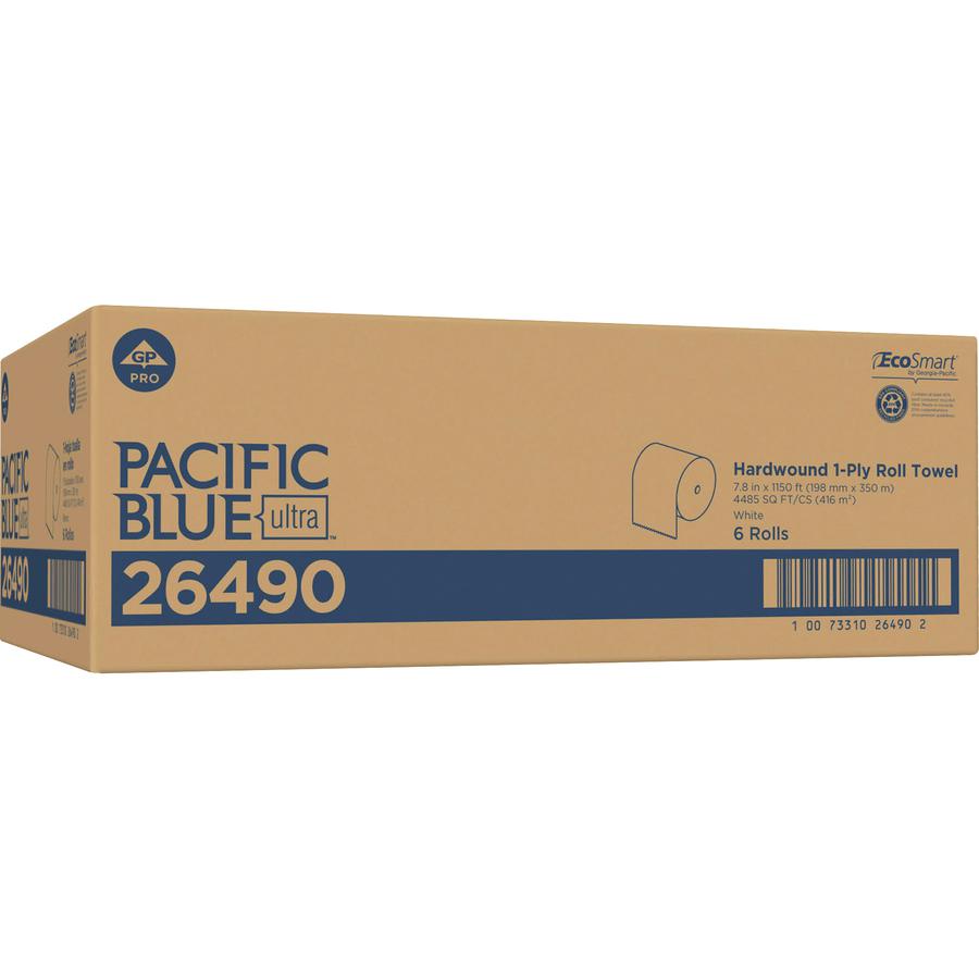 Pacific Blue Ultra High-Capacity Recycled Paper Towel Rolls - 7.87" x 1150 ft - White - Paper - 6 Rolls Per Container - 6 / Carton. Picture 2