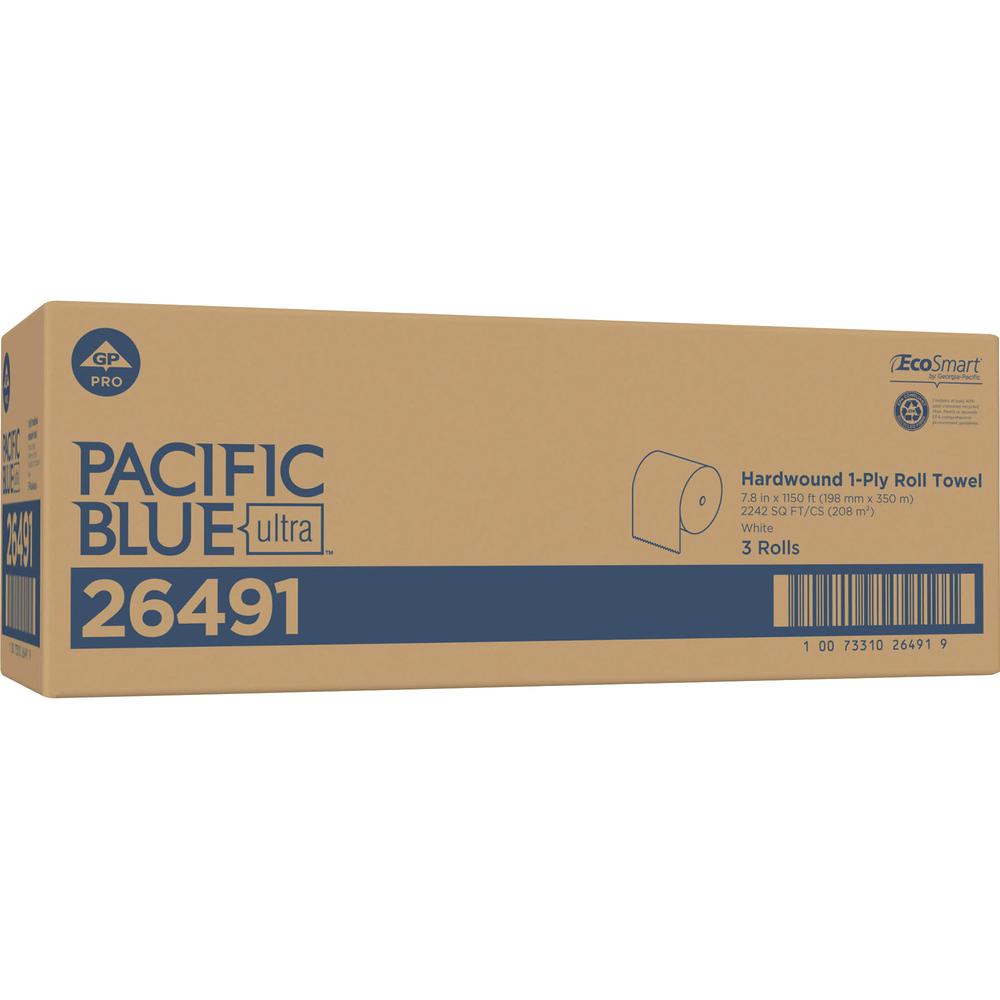 Pacific Blue Ultra High-Capacity Recycled Paper Towel Rolls - 7.87" x 1150 ft - White - 3 Rolls Per Carton - 3 / Carton. Picture 2