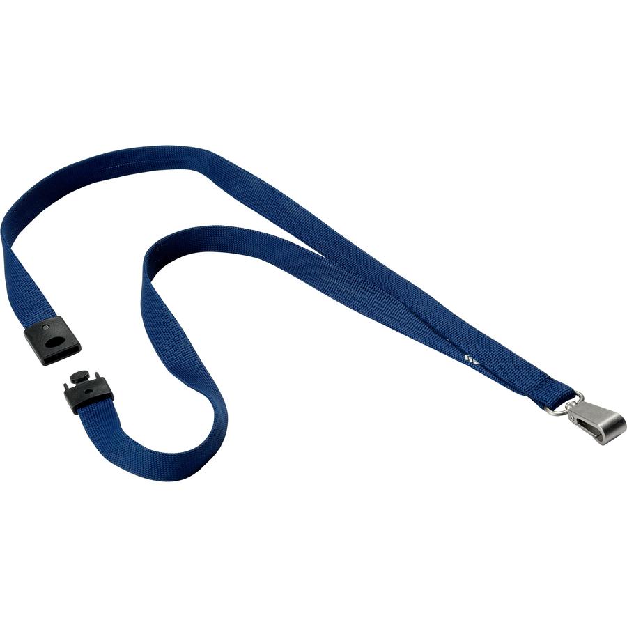DURABLE&reg; Premium Textile Lanyard with Safety Release - 3/4" x 17" Lanyard - Blue - 10 / Box. Picture 2