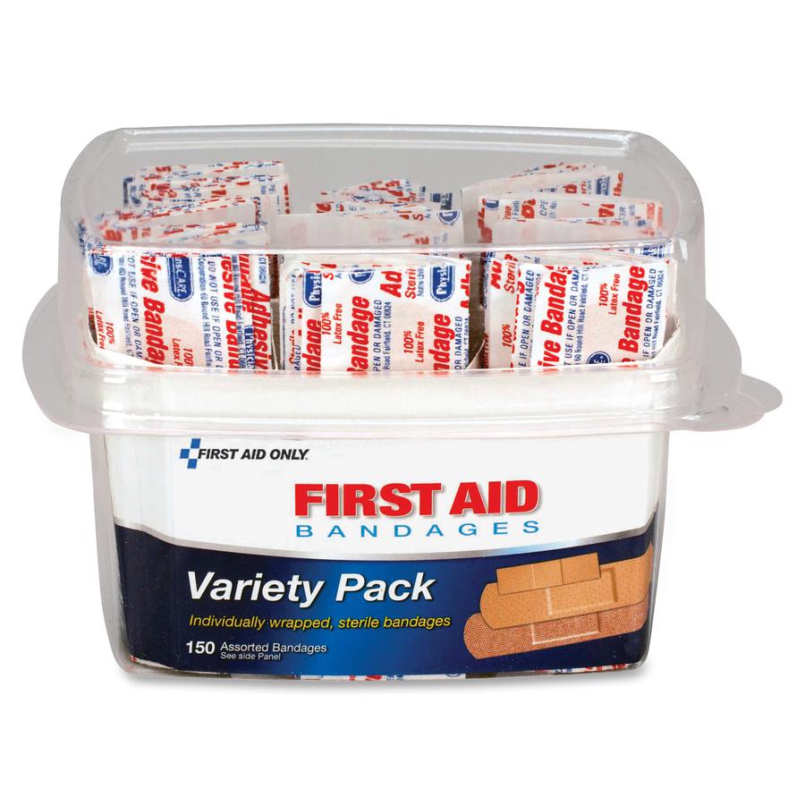 First Aid Only Assorted Bandage Box Kit - 1Each - 150 - Clear - Plastic, Fabric. Picture 4