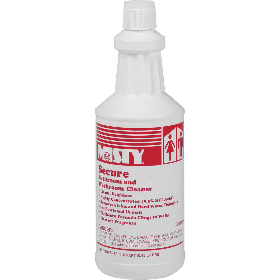 MISTY Secure Bathroom/Washroom Cleaner - 32 fl oz (1 quart) - Mint Scent - 12 / Carton - Fast Acting, Easy to Use - Blue. Picture 2