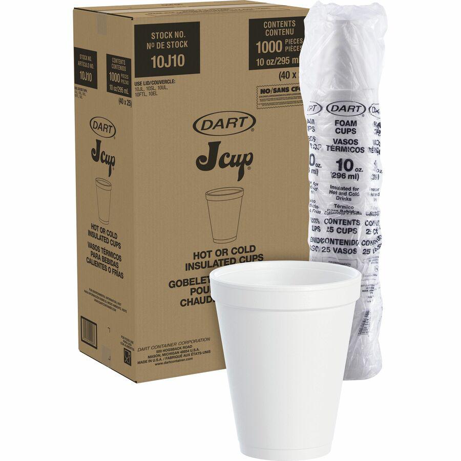 Dart 10 oz Insulated Foam Cups - 25 / Bag - 40 / Carton - White - Foam - Beverage. Picture 7