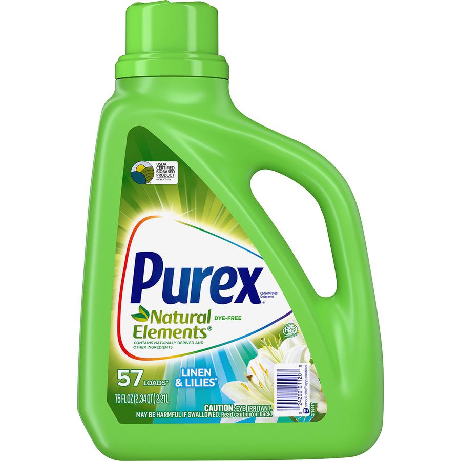 Purex Natural Elements Liquid Detergent - For Clothing - 75 fl oz (2.3 quart) - Linen, Lilies Scent - 1 Each - Hypoallergenic, Dye-free, Cleanse, Skin-friendly - Blue. Picture 2