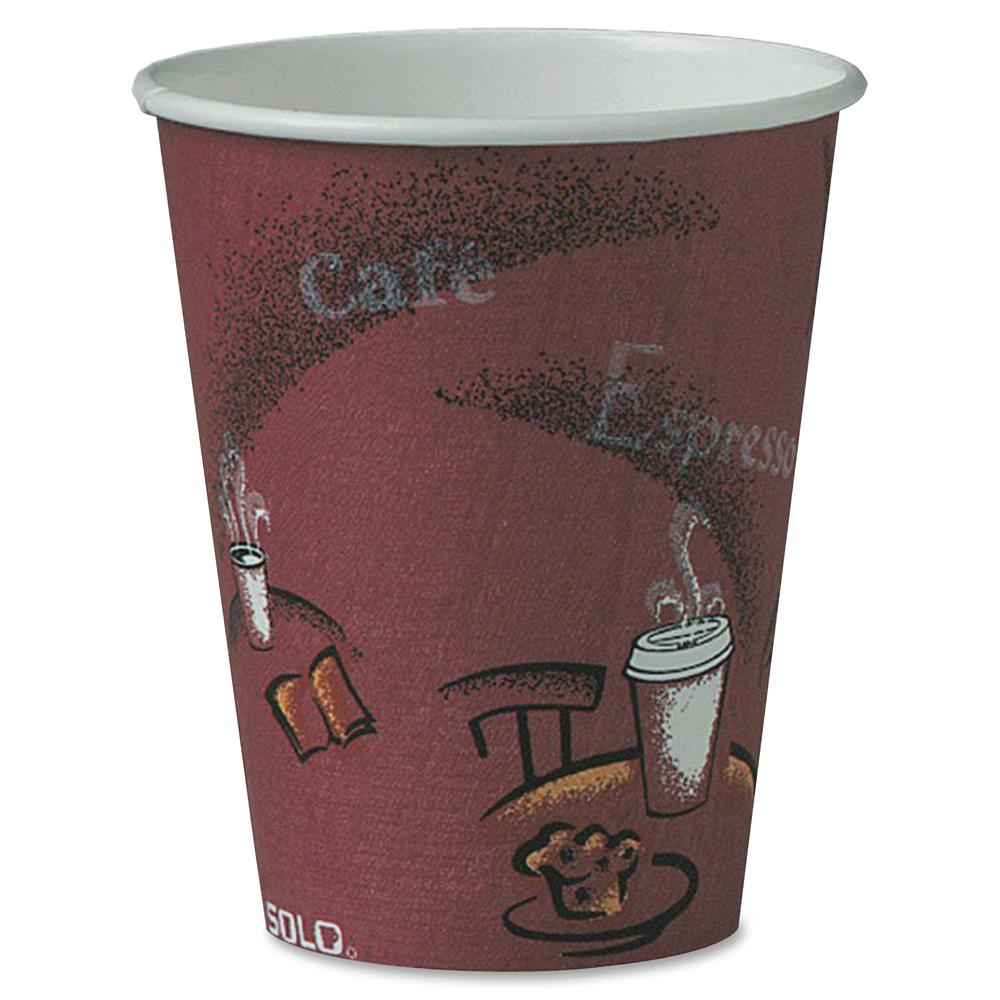 Solo Bistro Design Disposable Paper Cups - 8 fl oz - 50 / Pack - Maroon - Paper - Beverage, Hot Drink, Cold Drink, Coffee, Tea, Cocoa. Picture 2