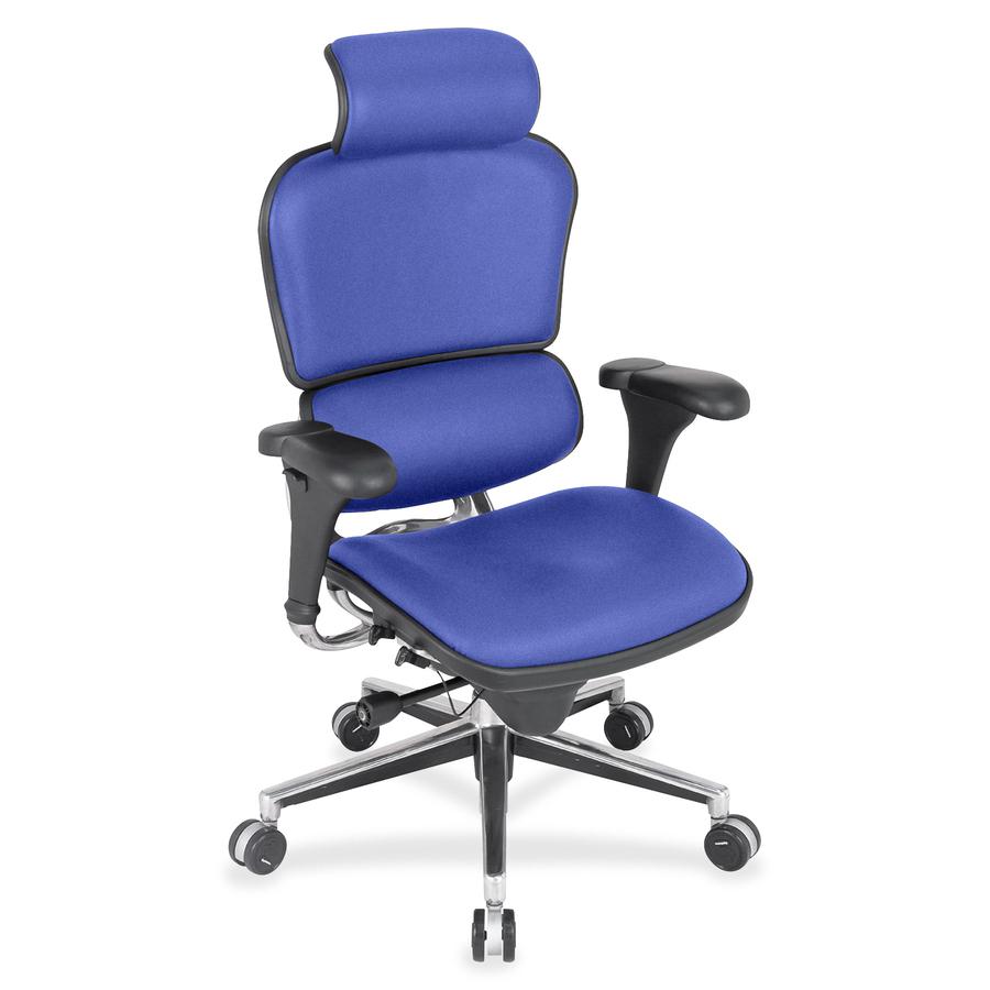 Eurotech Ergohuman Leather Executive Chair - Cobalt Fabric, Leather Seat - Cobalt Fabric, Leather Back - High Back - 5-star Base - 1 Each. Picture 4