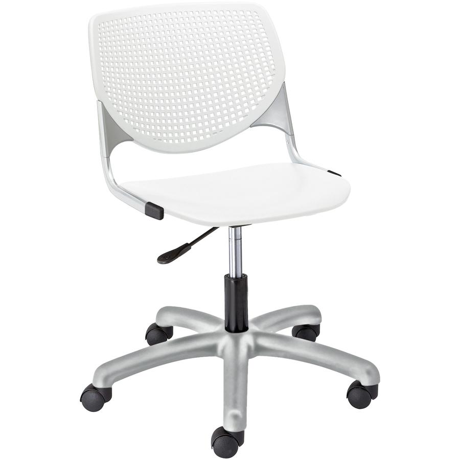 KFI Kool Task Chair with Perforated Back - White Polypropylene Seat - White Polypropylene Back - Powder Coated Silver Steel Frame - 5-star Base - 1 Each. Picture 2