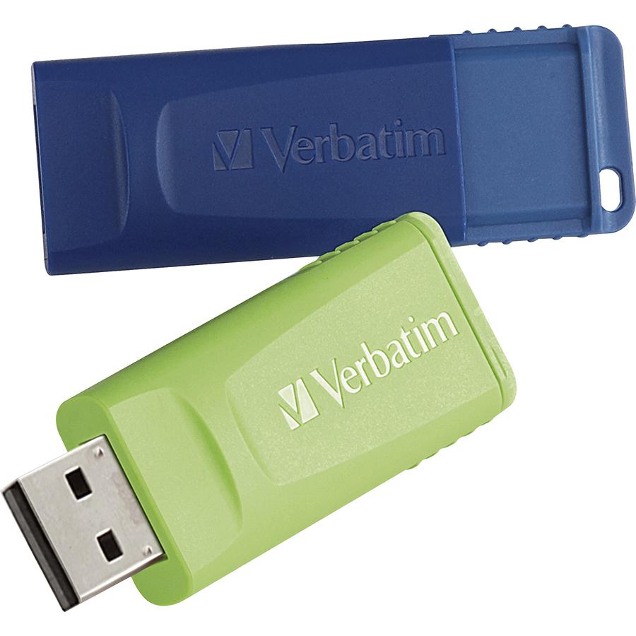 Verbatim 64GB Store 'n' Go USB Flash Drive Pack - 64 GB - USB - Blue, Green - Lifetime Warranty - 2 / Pack. Picture 2