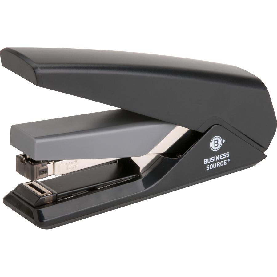 Business Source Full Strip Flat-Clinch Stapler - 30 of 20lb Paper Sheets Capacity - 210 Staple Capacity - Full Strip - 1/4" Staple Size - 1 Each - Black. Picture 12