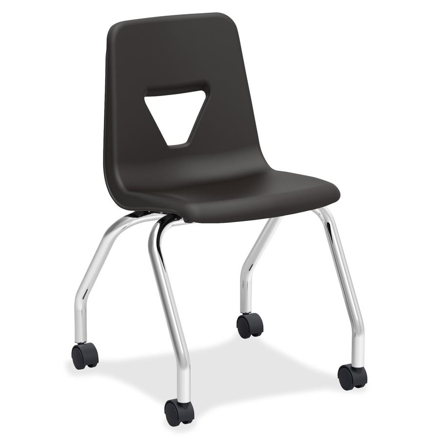 Lorell Classroom Mobile Chairs - Four-legged Base - Black - Polypropylene - 2 / Carton. Picture 2