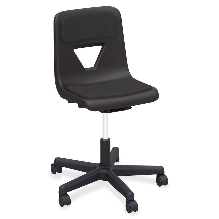 Lorell Classroom Adjustable Height Padded Mobile Task Chair - 5-star Base - Black - Polypropylene - 1 Each. Picture 2