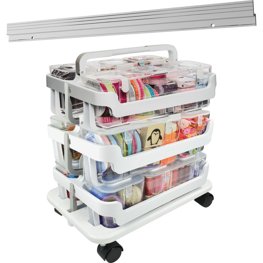 Deflecto Stackable Caddy Organizer Multi-Pack Bundle - 17.3" Height x 16" Width x 11" DepthFloor - White - 1 / Set. Picture 3