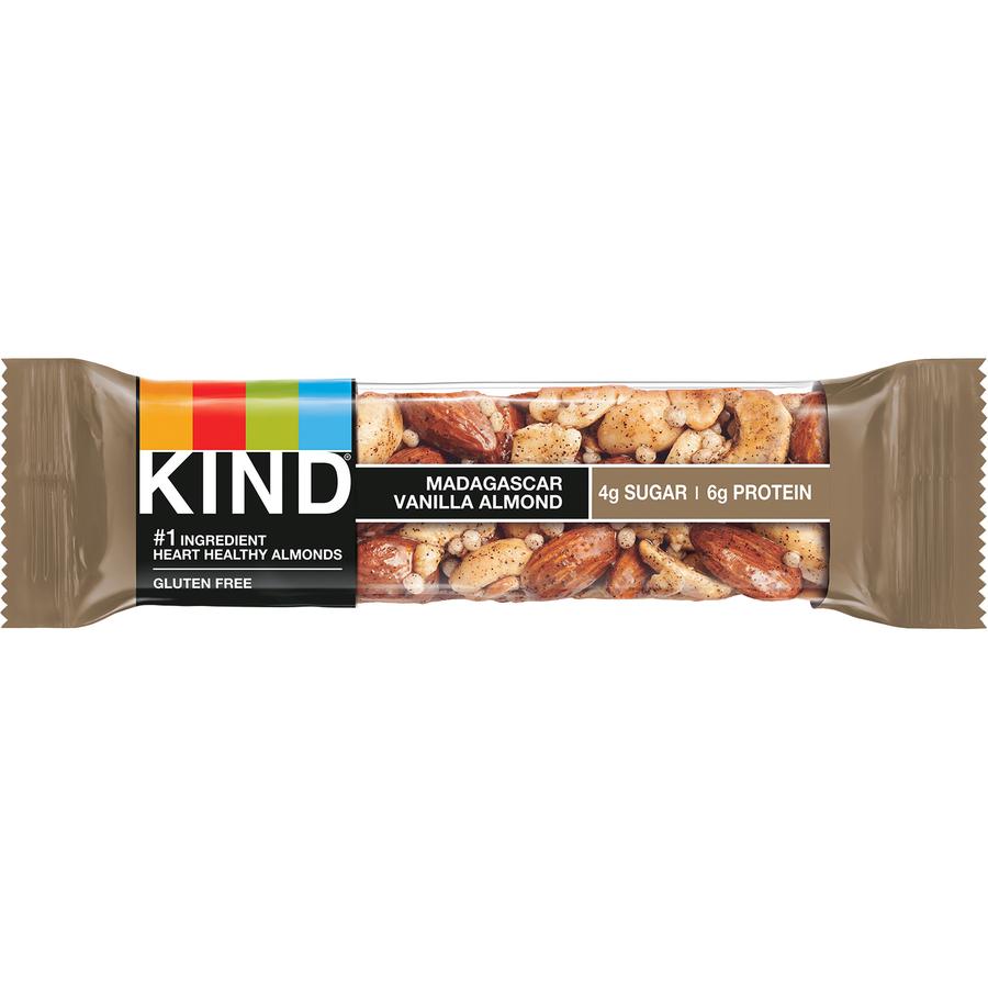 KIND Madagascar Vanilla Almond - Trans Fat Free, High-fiber, Low Sodium, Dairy-free, Gluten-free - Vanilla Almond - 1.41 oz - 12 / Box. Picture 2
