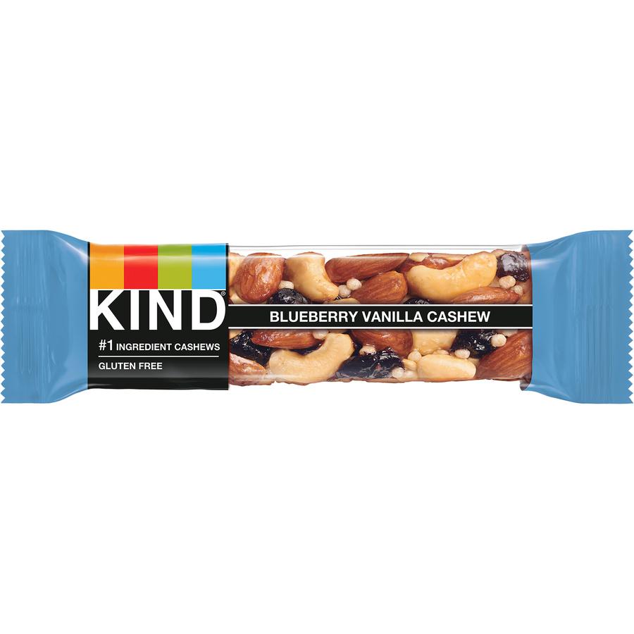 KIND Blueberry Vanilla & Cashew - Trans Fat Free, High-fiber, Low Sodium, Dairy-free, Gluten-free, Peanut-free - Vanilla Blueberry, Cashew - 1.41 oz - 12 / Box. Picture 2