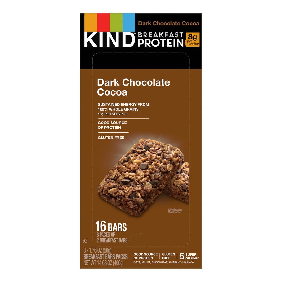 KIND Dark Chocolate Cocoa Breakfast Protein 8ct - Trans Fat Free, High-fiber, Low Sodium, Dairy-free, Gluten-free, Peanut-free - Dark Chocolate, Cocoa - 1.04 lb - 1. Picture 2