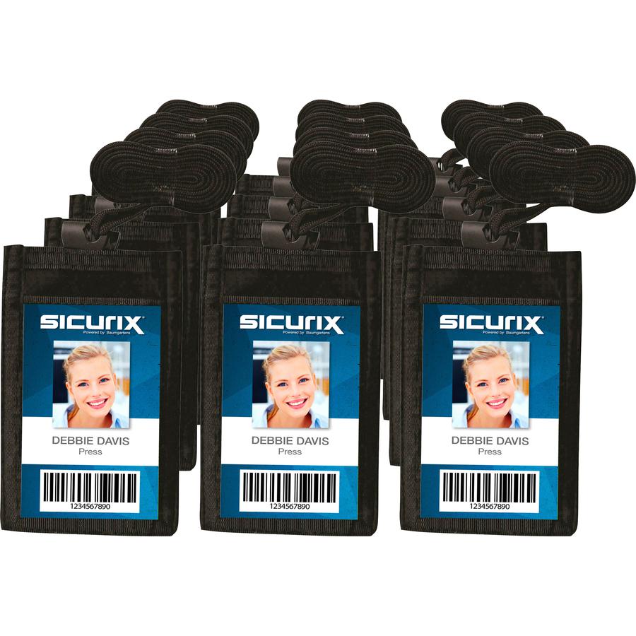 SICURIX Carrying Case (Pouch) Business Card - Black - Nylon - 3" Height x 4" Width. Picture 2