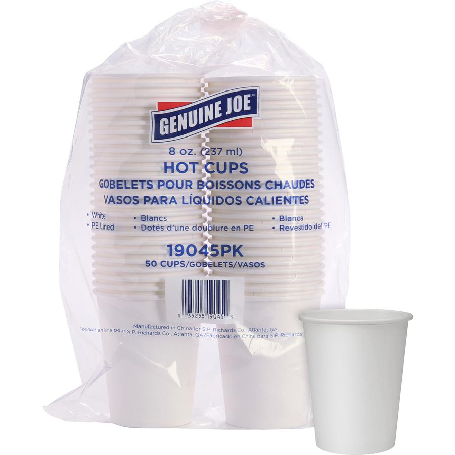 Genuine Joe 8 oz Disposable Hot Cups - 50.0 / Pack - 5 / Bundle - White - Polyurethane - Hot Drink, Hot Drink, Beverage. Picture 6