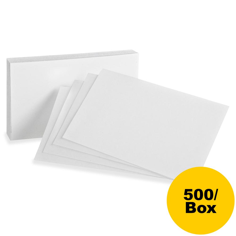 Oxford Plain Index Cards - 5" x 8" - 85 lb Basis Weight - 500 / Box - Sustainable Forestry Initiative (SFI) - White. Picture 2