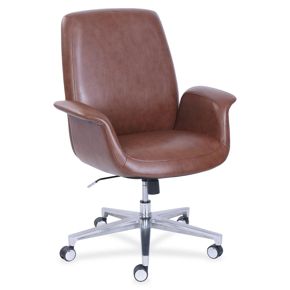 La-Z-Boy ComfortCore Gel Seat Collaboration Chair - Brown Faux Leather Seat - Brown Faux Leather Back - 1 Each. Picture 2
