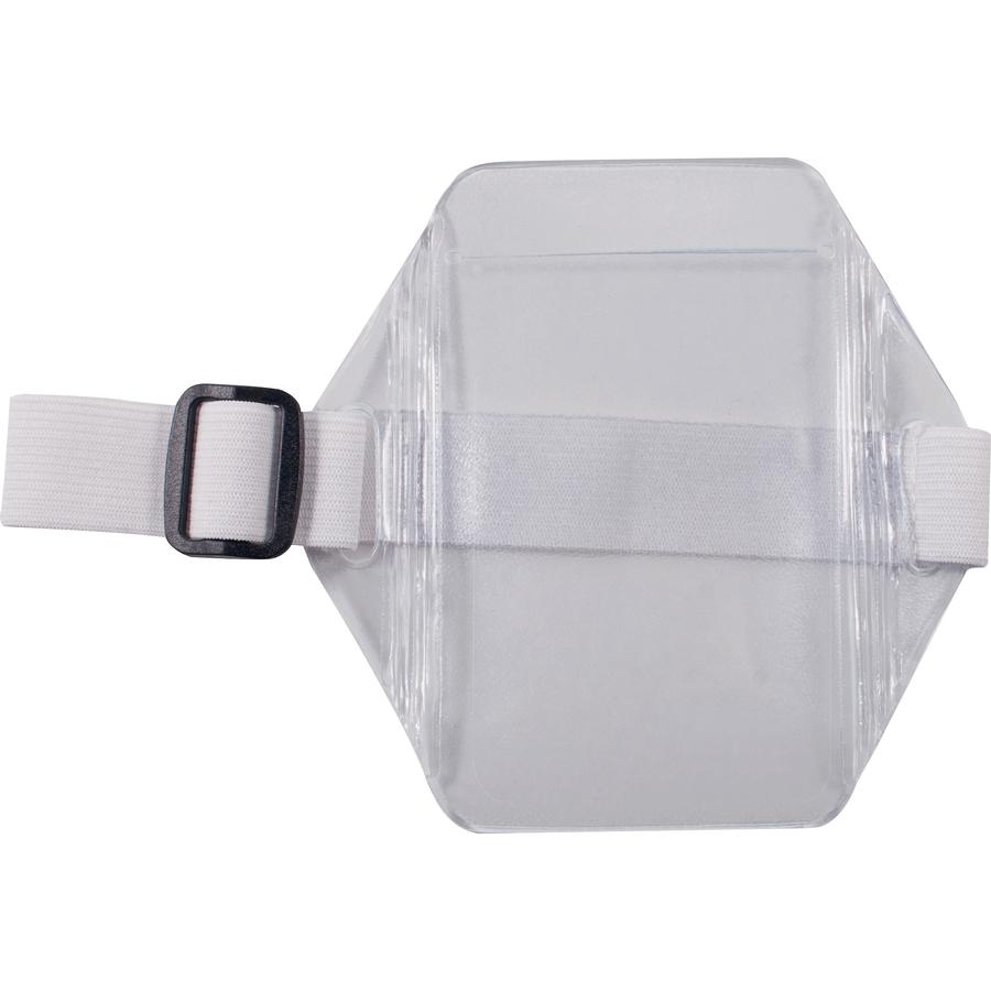 Advantus Arm Badge Holder - Support 2.50" x 3.50" Media - Vertical - Vinyl, Elastic - 12 / Box - White, Clear - Heavy Duty. Picture 3