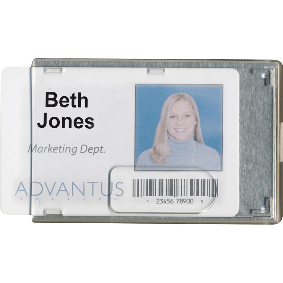 Advantus RFID Blocking Badge Holder - Support 3.38" x 2.13" Media - Vertical, Horizontal - Vinyl - 20 / Pack - Clear - Removable. Picture 3