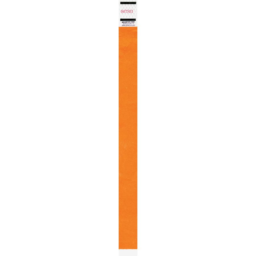 Advantus Neon Tyvek Wristbands - 500 / Pack - Neon Orange - Tyvek. Picture 2