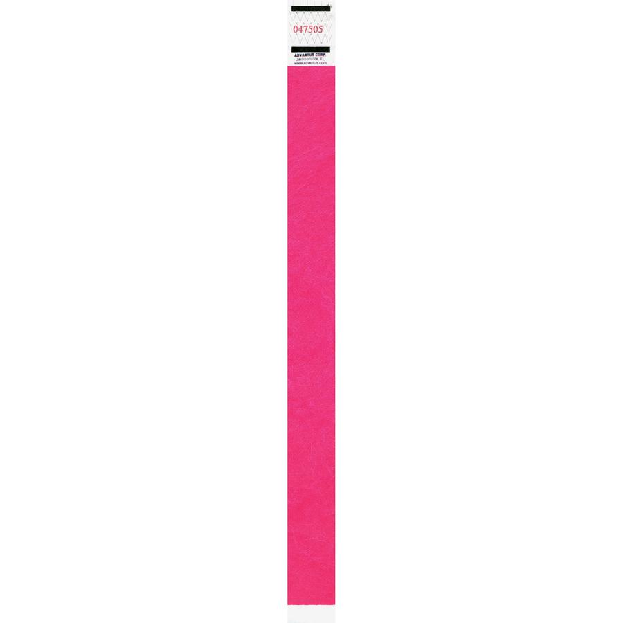 Advantus Neon Tyvek Wristbands - 500 / Pack - Neon Pink - Tyvek. Picture 2